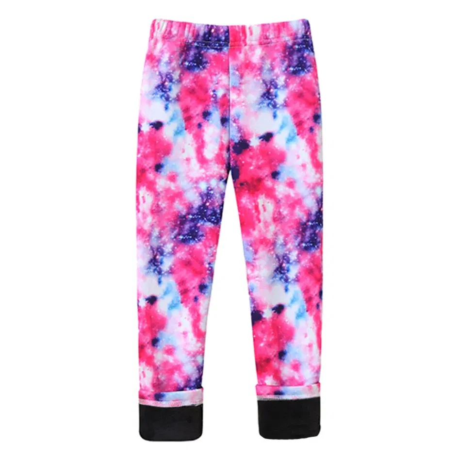 Color: Lavender, Size: 68 - Girls Warm Plush Long Pants for Autumn Spring Cartoon Butterfly Striped Soft Cozy Leggings Fleece-Lined Bottoms Kids Casual Wear