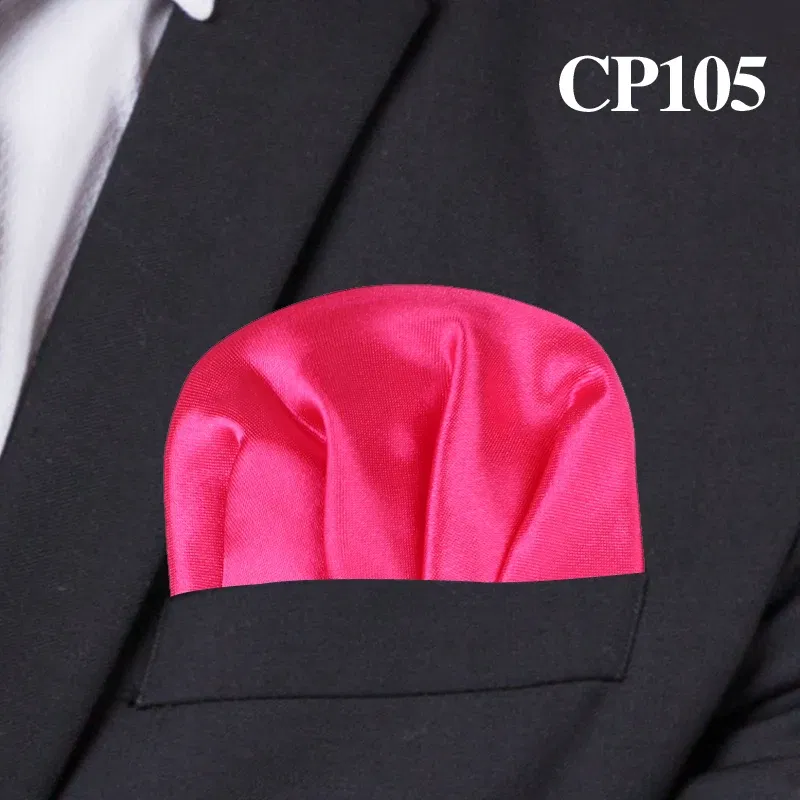 Color: Red - Fashion Solid Silk Satin Handkerchief Candy Color Suits Pocket Square For Men Business Chest Towel Hanky Suit Napkin Hankies