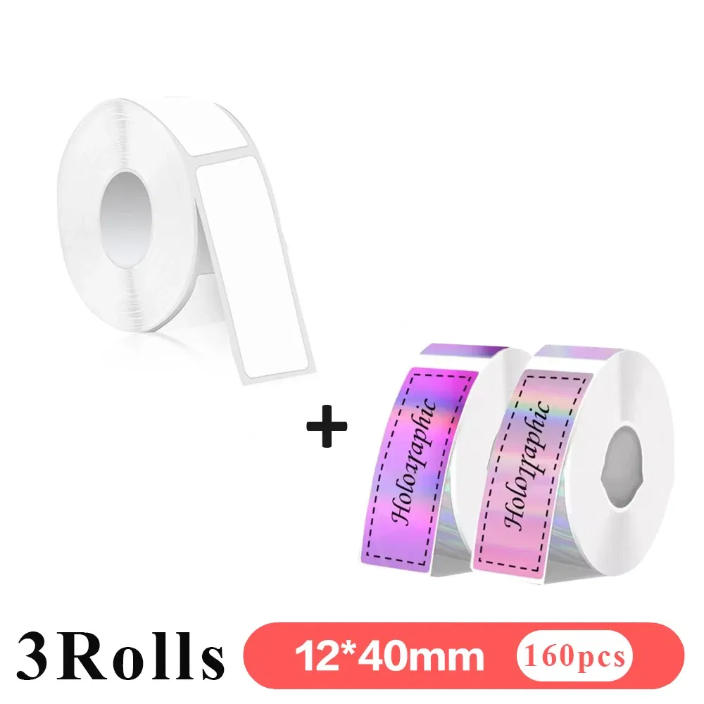 Color: Lavender - 3pcs 15mm x7m Continuous Label Paper fit for P12 P15 Phomemo D30 Q30 Printer Waterproof Self Adhesive Thermal Printer Sticker