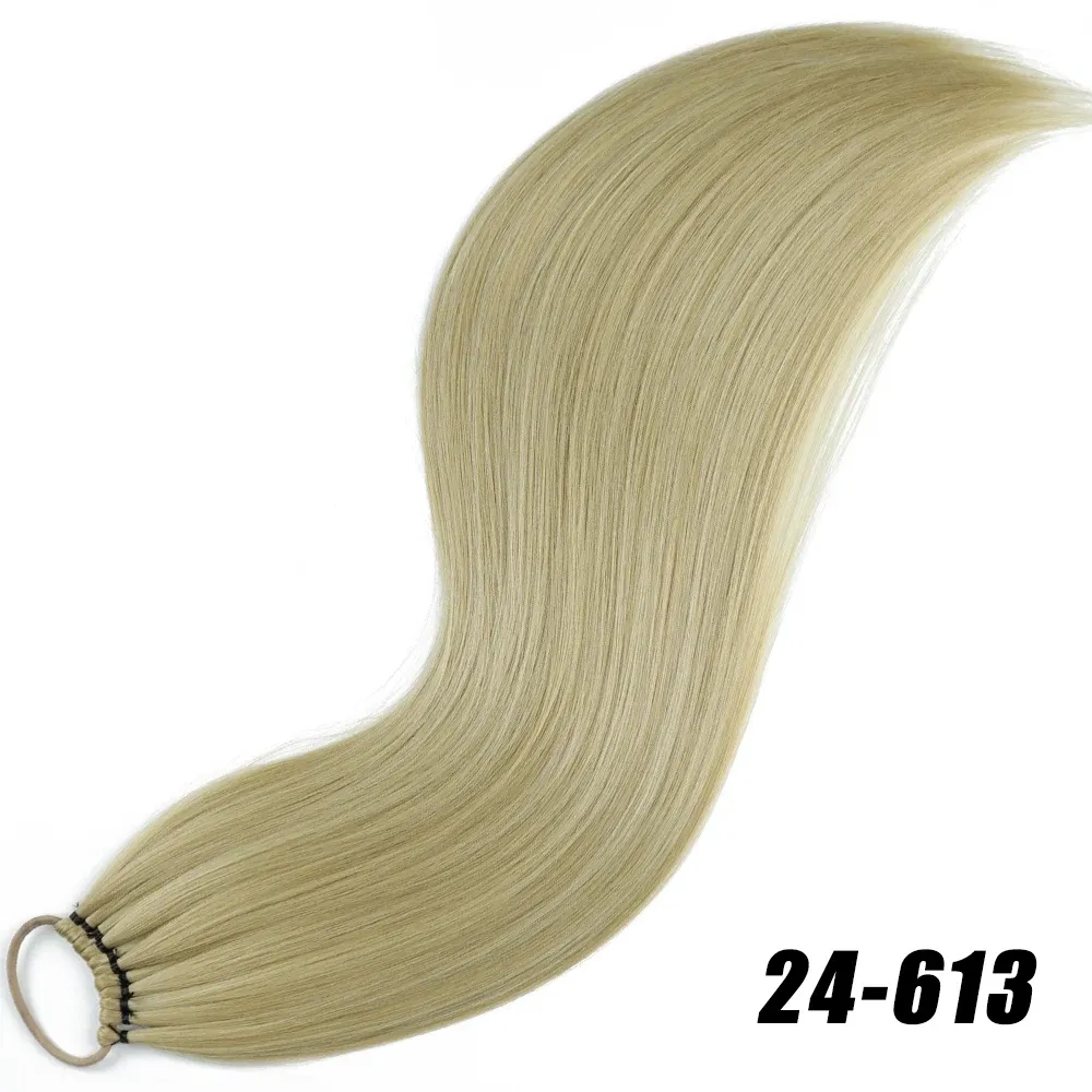 Color: T27/30/4, Ships From: CHINA, Stretched Length: 24inches - 24 Inch Synthetic Ponytail Extensions Black Natural Braided Pony Tail Hairpiece Long Straight Rubber Band Hair For Women