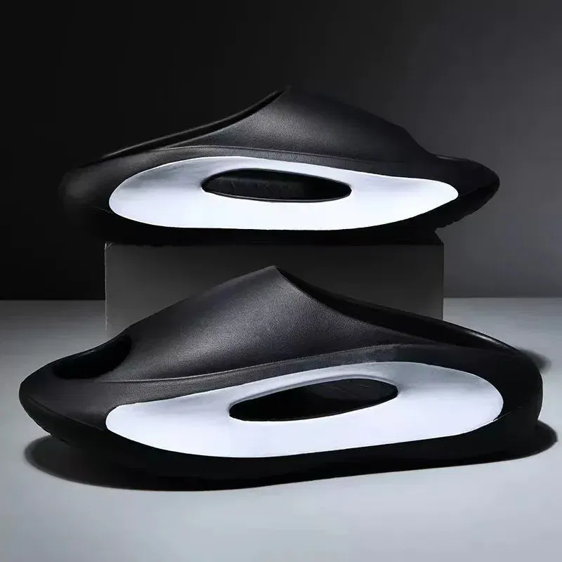 Color: black, Shoe Size: 40-41 - Summer Slippers Men Women EVA Soft Bottom Indoor Home Slides Sandals Light Beach Shoes Male Slippers Flip Flops Big Size 46 47