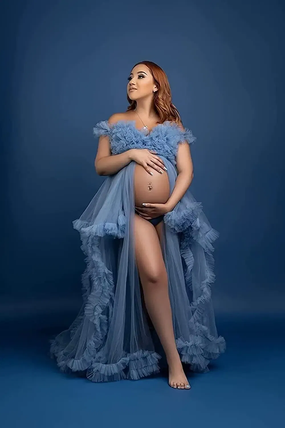 Color: LIGHT GRAY, Maternity Size: XL, Ships From: CHINA - Tulle Long Maternity Dress Photoshoot  п?»?°?‚ь?µ  photography dresses baby shower dresses for pregnant woman  п?»?°?‚ь?µ д?»я ?±?&mi