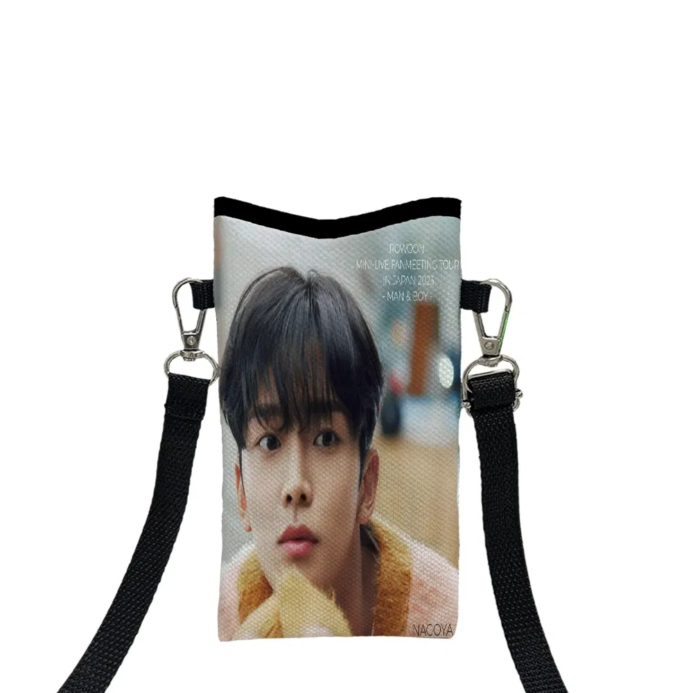 Color: Dark Grey, Size: Extra Large - SF9 Rowoon Print Phone Bag Adjustable Detachable Strap Designed Women Crossbody Bag Convertible Shoulder Bag3.3