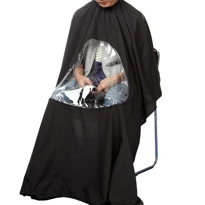 Color: DARK GRAY, Ships From: CHINA - Professional Waterproof Styling Salon Barber Hairdresser Hair Cutting Hairdressing Gown Cape with Viewing Window Apron