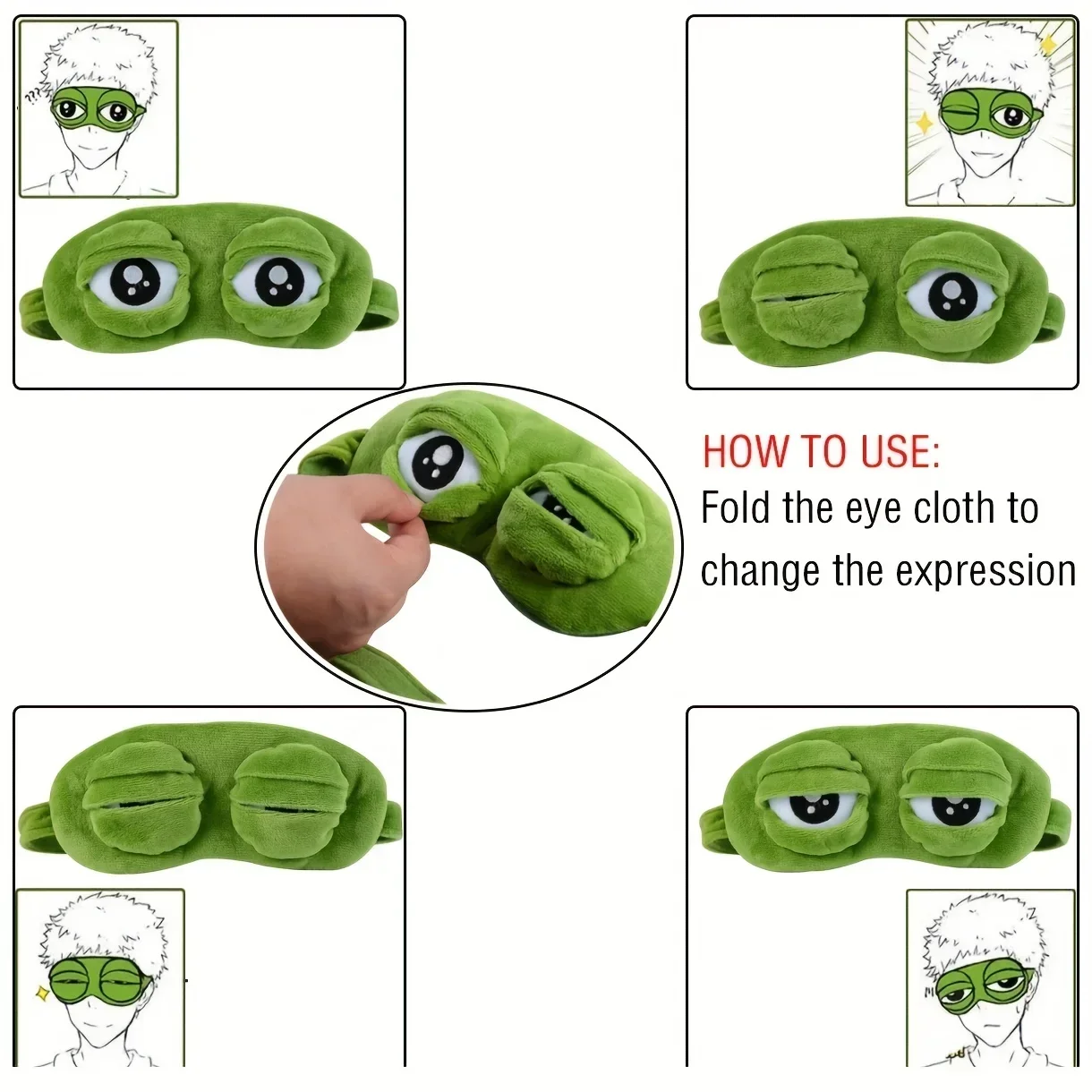 Color: Ivory - 3D Frog Sleep Mask Natural Sleeping Eyeshade Women Men Creative Cartoon Soft Portable Blindfold Travel Office Eyepatch