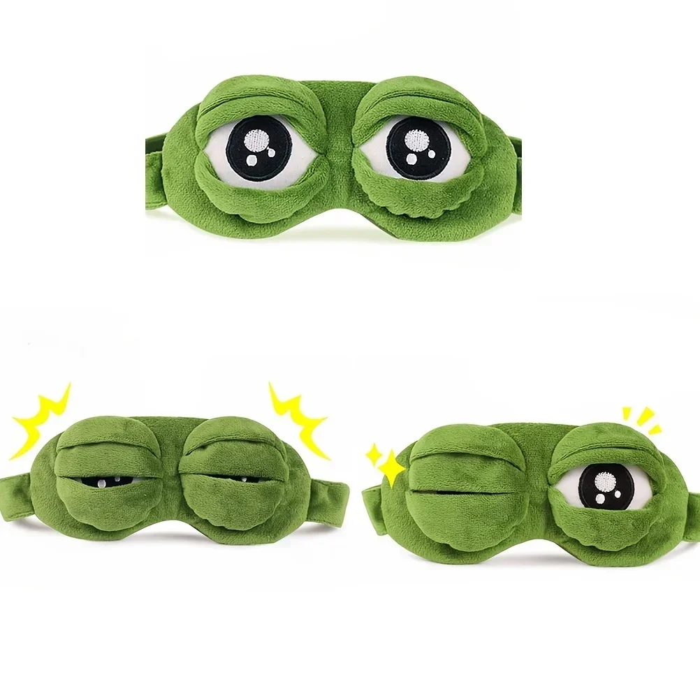 Color: Ivory - 3D Frog Sleep Mask Natural Sleeping Eyeshade Women Men Creative Cartoon Soft Portable Blindfold Travel Office Eyepatch