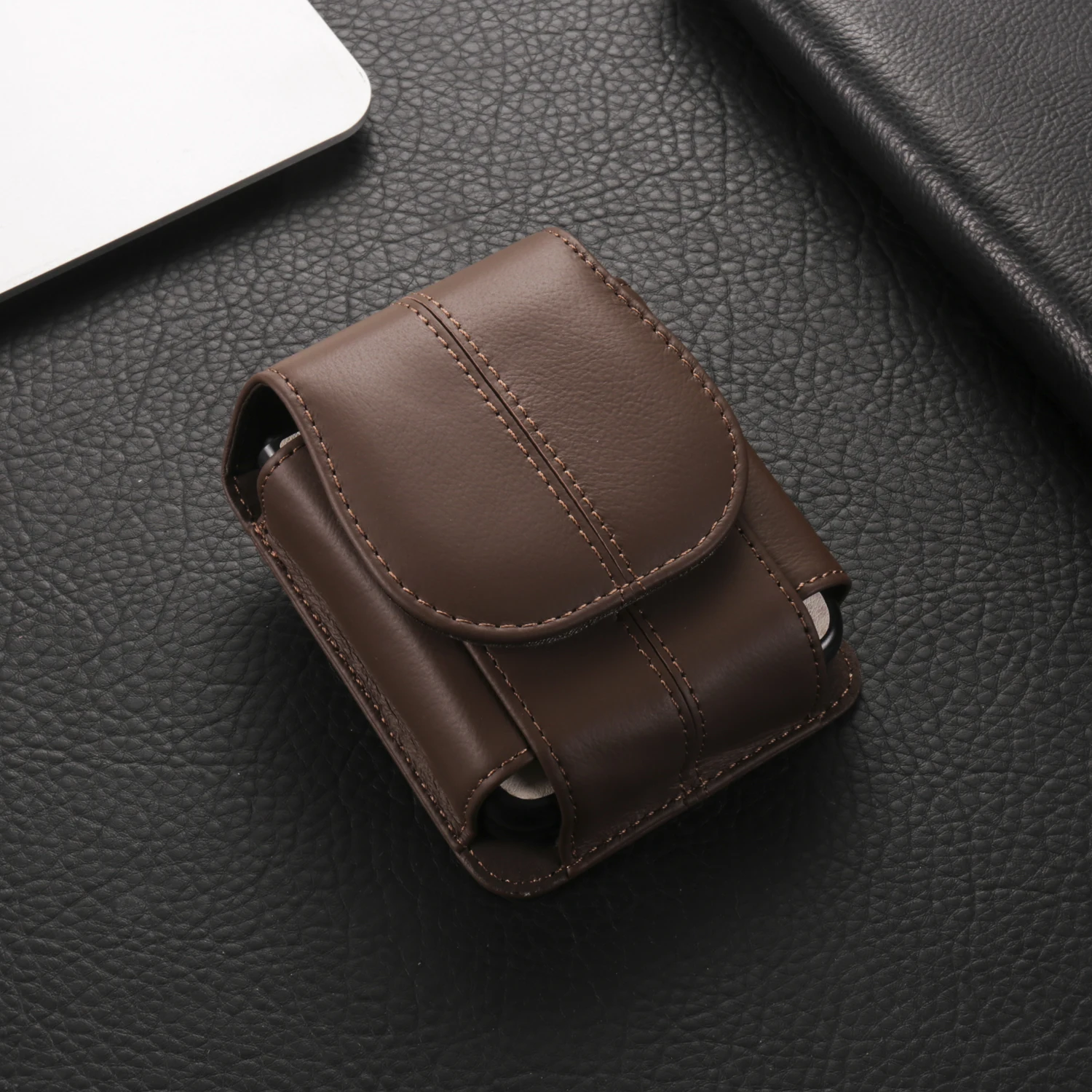Color: black, Ships From: CHINA, Material: Cotton Fabric - Cow Genuine Leather Belt Clip Case For Samsung Galaxy Z Flip6 Flip5 Flip4 6 5 4 3,Oppo Find N3 Flip Men Waist Bag Holster Pouch