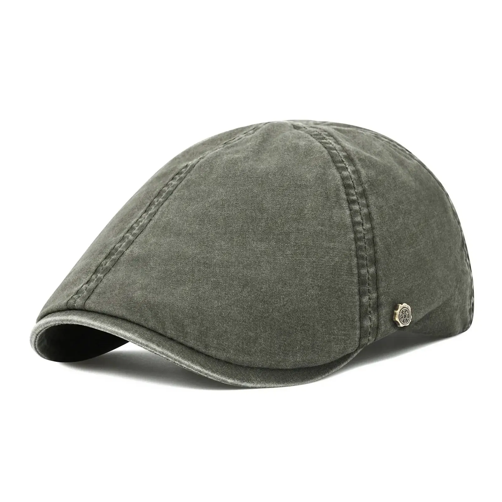 Color: GRAY, Hat Size: One Size - VOBOOM 100% Man's Beret Cotton Gatsby Hat Ivy Cap Irish Hunting Newsboy Cap Flat Cap Cabbie Hats Driving Golf Caps