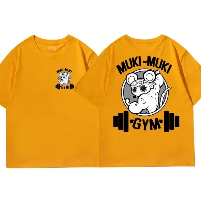 Color: SKY BLUE, Size: S - Anime Demon Slayer Uzui Tengen Print T-shirts Unisex Funny Ninja Mice Muki Muki Gym T Shirt Muscular Mouse Oversized T-shirt