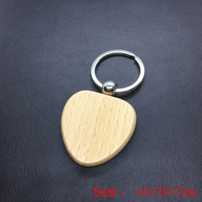 Color: Orange - 2024 Custom Logo Blank Round Rectangle Wooden Key Chain DIY Promotion Wood Keychains Wedding Gift