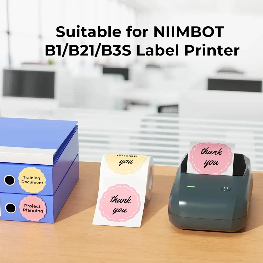color: Green - Niimbot Round Mini Printer Portable Thermal Label Stickers Self-Adhesive Waterproof for B1/B21/B3S Label Maker Sticker New