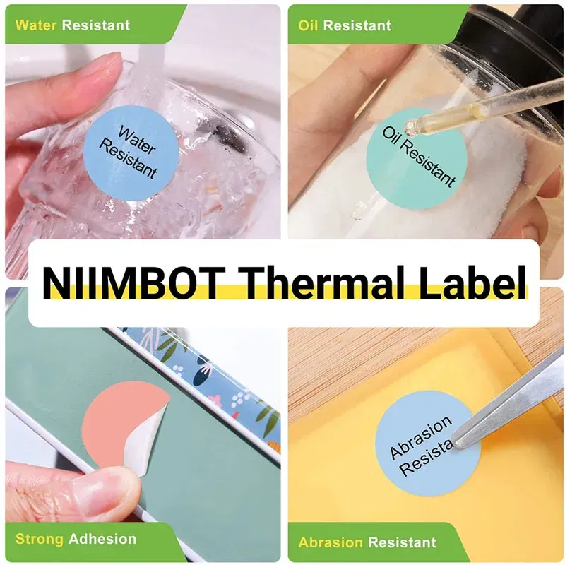 color: Green - Niimbot Round Mini Printer Portable Thermal Label Stickers Self-Adhesive Waterproof for B1/B21/B3S Label Maker Sticker New