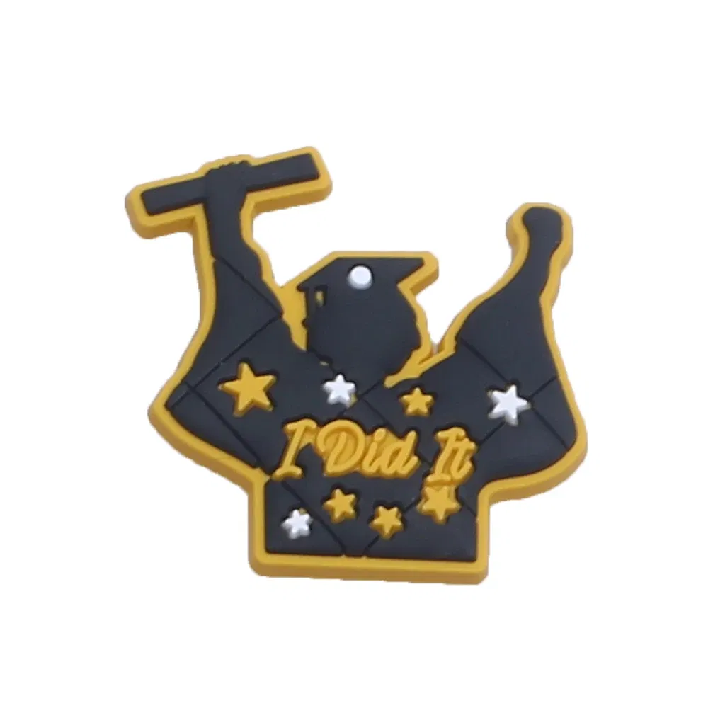 Color: Black, Ships From: CHINA - Original 1pcs Graduation season Anime Shoe Buckle Charms Funny Cartoon Character for Clogs Accessories Kids Xmas Birthday Gifts