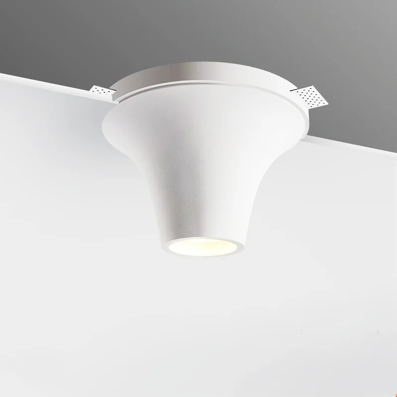 Body Color: Brown, Emitting Color: Light Yellow - Recessed Gypsum COB Downlight Ceiling Lamp Borderless LED Living Room Bedroom Anti-Glare Plaster Spotlight AC110V/220V 10W