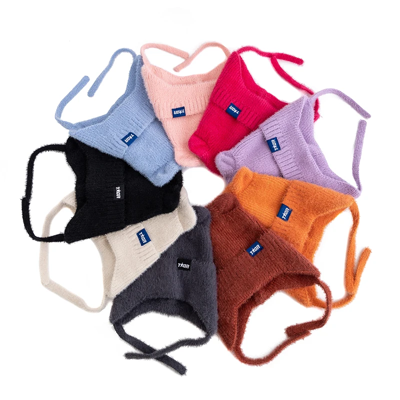 Color: Dark Brown, Size: One Size - New Women Cute Cat Ear Earflap Winter Hat Fashion Windproof Knitted Hat Kpop Style Soft Beanie Hats Candy Colors Streetwear Cap