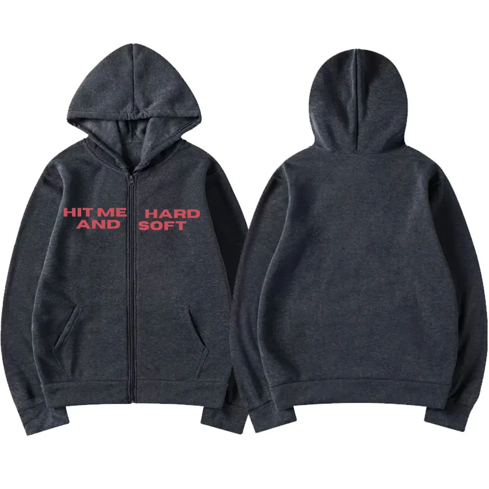 Color: Ivory, Size: XL - Hit Me Hard and Soft 2025 Tour Zipper Hoodies Fans Gift Men Women Clothing Pullovers Fashion Hip Hop Zip Up Sweatshirts Jackets
