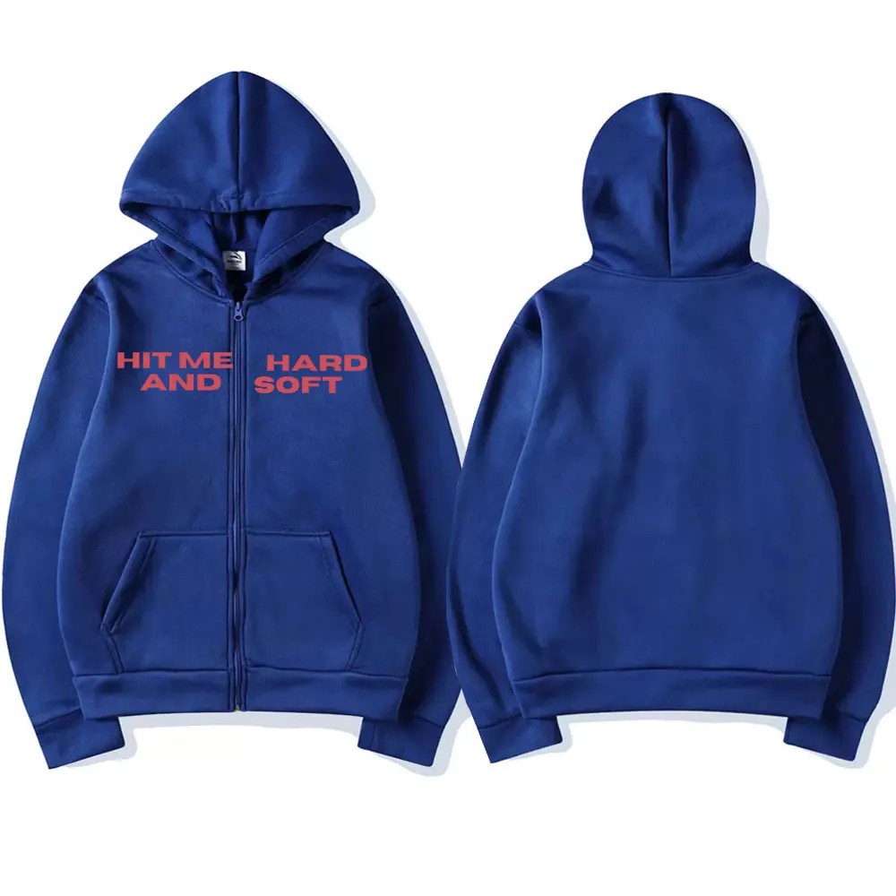Color: Ivory, Size: XL - Hit Me Hard and Soft 2025 Tour Zipper Hoodies Fans Gift Men Women Clothing Pullovers Fashion Hip Hop Zip Up Sweatshirts Jackets