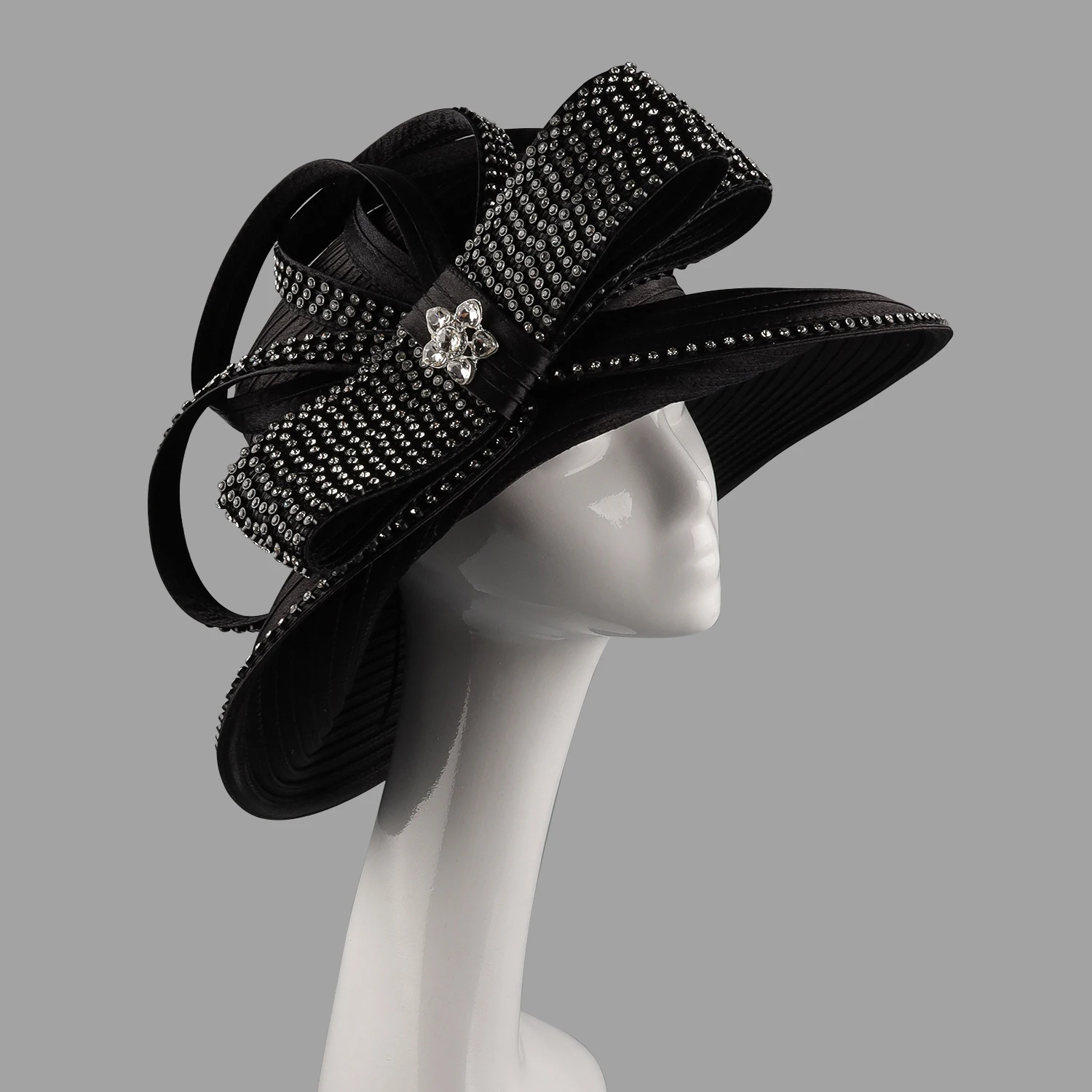 Satin Church Hat for Women Unique Wedding Photography Accessory Charming Net Formal Chapeau for Special Occasions