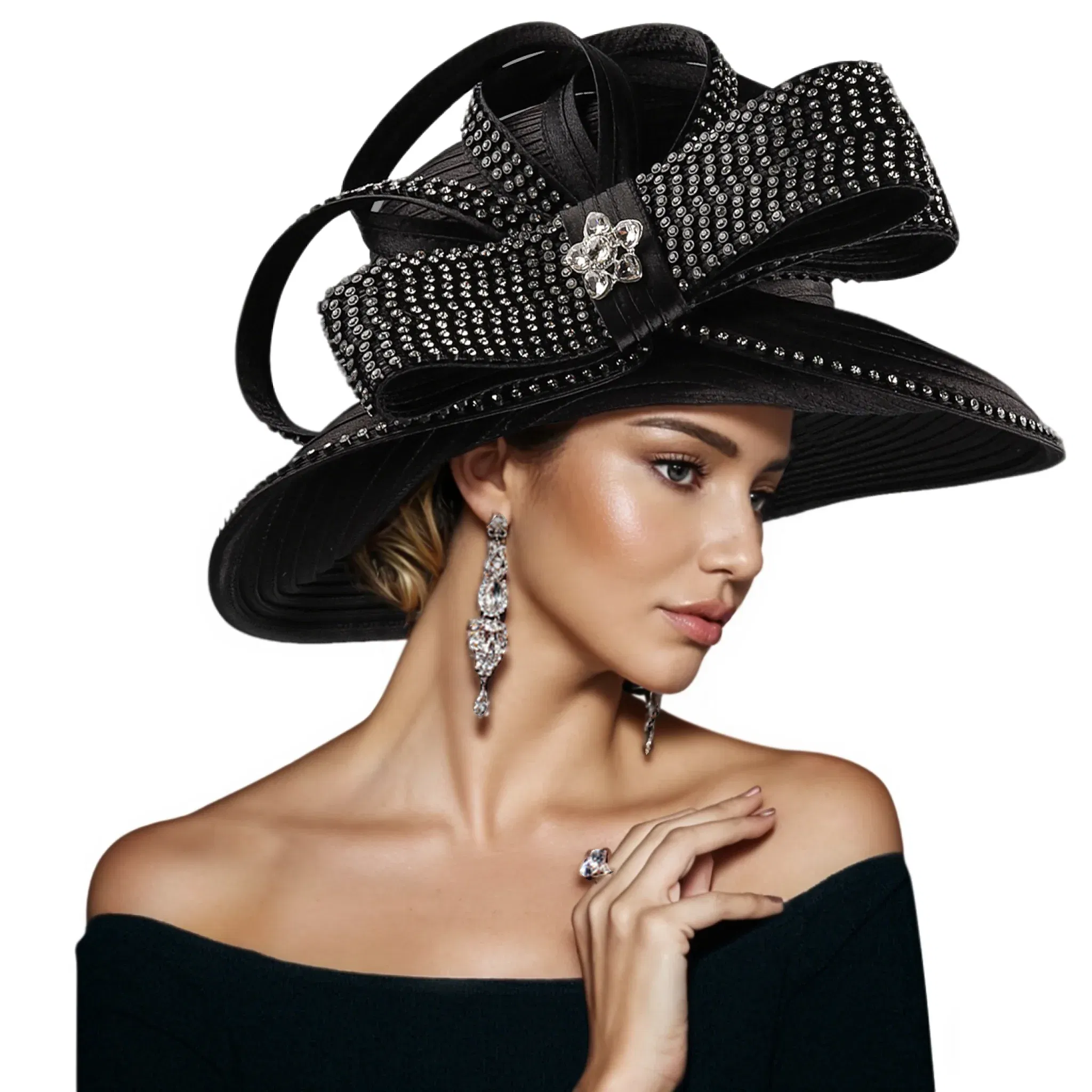 Satin Church Hat for Women Unique Wedding Photography Accessory Charming Net Formal Chapeau for Special Occasions