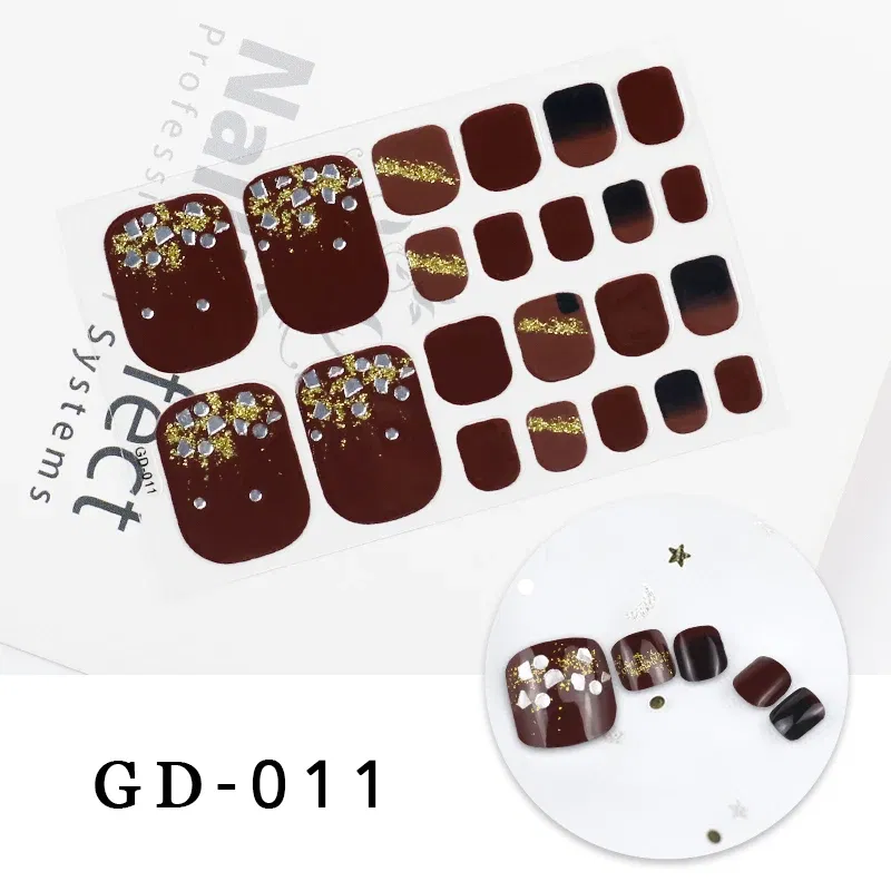 Color: Light grey - Colorful Nail Stickers Foot Shiny Glitter Nails  Charms Full Cover Self-Adhesive Nail Polish Stickers for Nails Art
