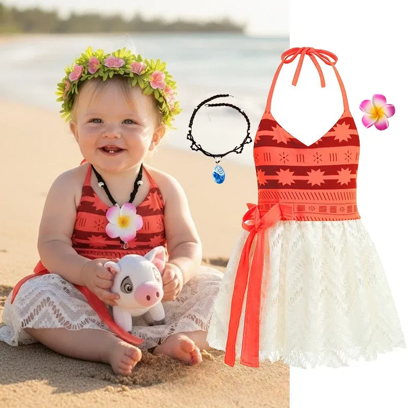 Color: army green, Kid Size: 2T - Little Girls Cospaly DISNEY Moana Kids Two Pcs Set Top +Pants Infant Vaiana Role Play Festival Princess Costume Casual Clothes