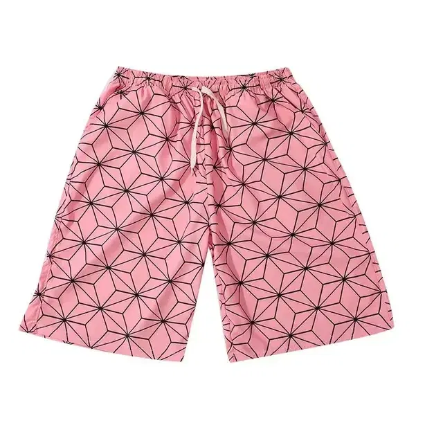 Color: Red, Kid Size: 4T - Anime Demon Slayers Cosplay Clothes Kamado Tanjirou Zenitsu Shinobu Ventilate Printing Loose Individuality Shorts Sweatpants