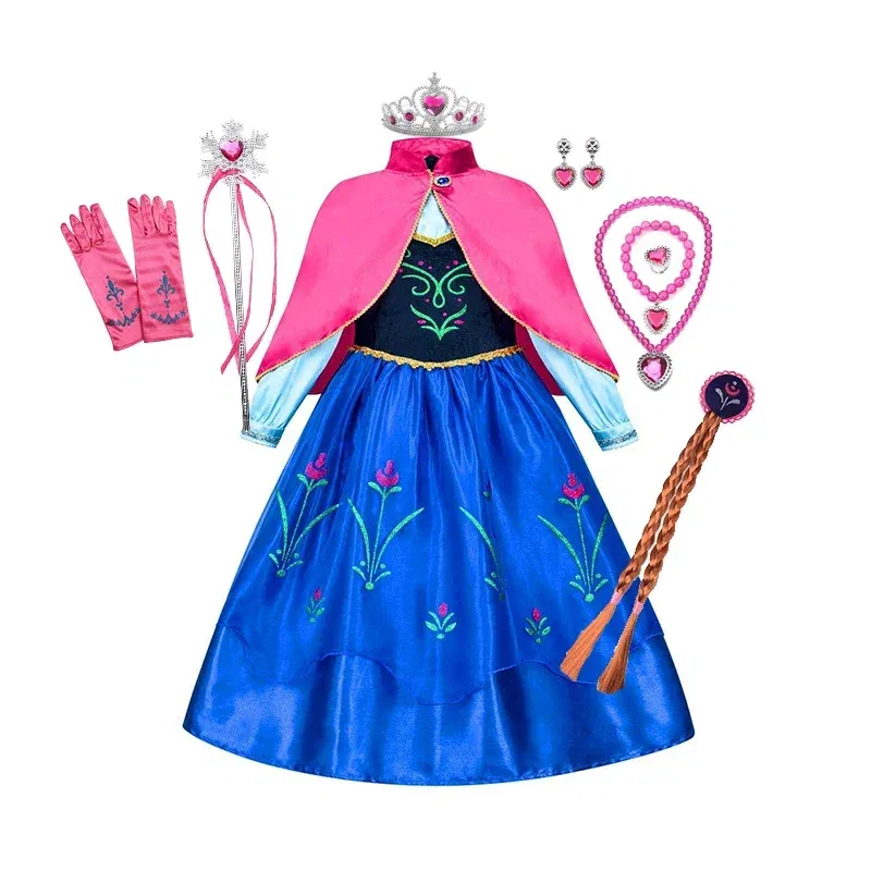 Color: Beige, Kid Size: 13 - Disney Kids Girls Cosplay Frozen Elsa Anna Princess Dress Girl Mesh Ball Gown Carnival Birthday Clothes Snow Queen Elsa Costume