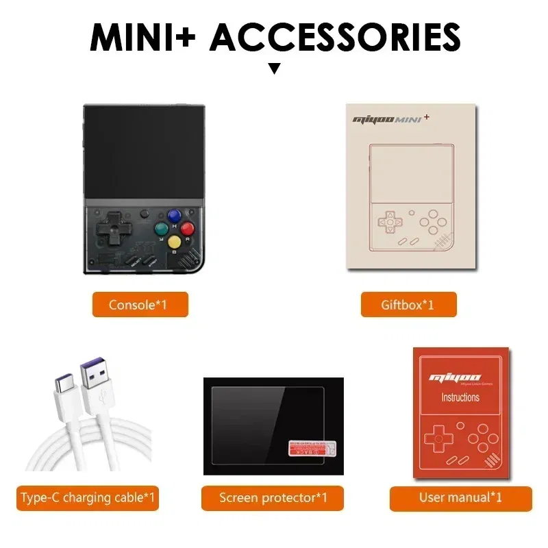 Color: Blue, Bundle: Bundle 3 - MIYOO Mini Plus Portable Retro Handheld Game Console V2 Mini+ IPS Screen Classic Video Game Console Linux System Children's Gift