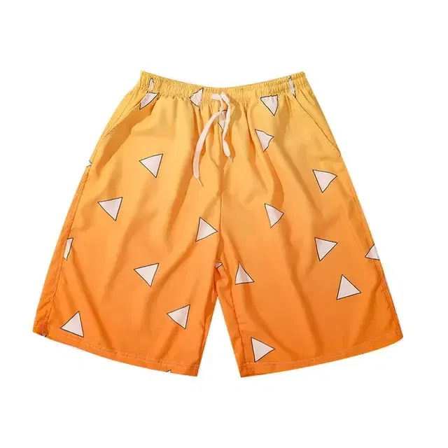 Color: Brown, Kid Size: 4 - Anime Demon Slayers Cosplay Clothes Kamado Tanjirou Zenitsu Shinobu Ventilate Printing Loose Individuality Shorts Sweatpants