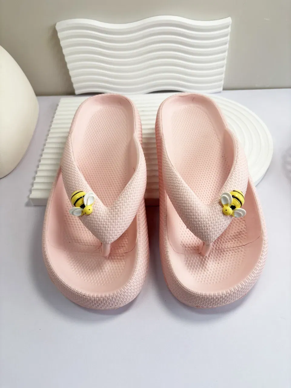 Color: Cyan-Blue, Shoe Size: 44-45 - Summer Multi Color Women's Flip Flops Fashionable Metallic Teddy Bear Bow Slide Sandal Beach Vacation Home Versatile  Footwear