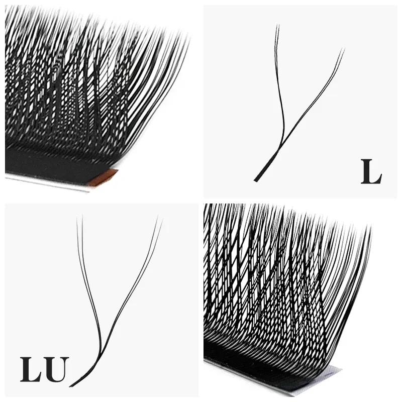 Color: Rose Red, Curl: D, Thickness: 0.07mm, Length: MIX - NATUHANA W Lashes Extension L LU(M) Curl Individual Mink YY Lashes 3D W-shaped Volume Fan Eyelash Extension