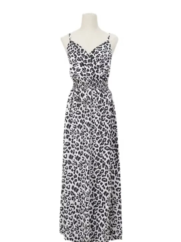 Color: black, Size: XL - Sleeveless V-neck Fashion Suspender Leopard Print Sexy Women's Dress Dating Vacation Street Parties Summer Dresses