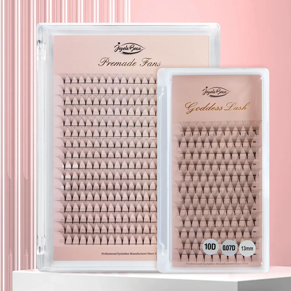 Color: Copper, Curl: D, Thickness: 0.07mm, Length: 9mm, Ships From: CHINA - Goddess Premade Volume Fans 5D 6D 10D 12D 14D 16D 20D  Individual Lashes Extension Pointy Stem Russian Volume Fans 120/320 fans