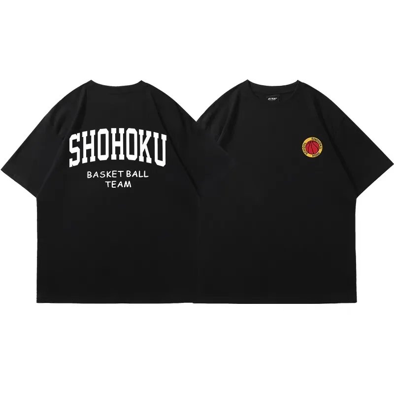 Color: black, Size: XXXL - Japanese Anime Shohoku Basket Ball Team T-Shirt Men Women Sakuragi Hanamichi Print T Shirts Oversized Cosplay Unisex Clothes