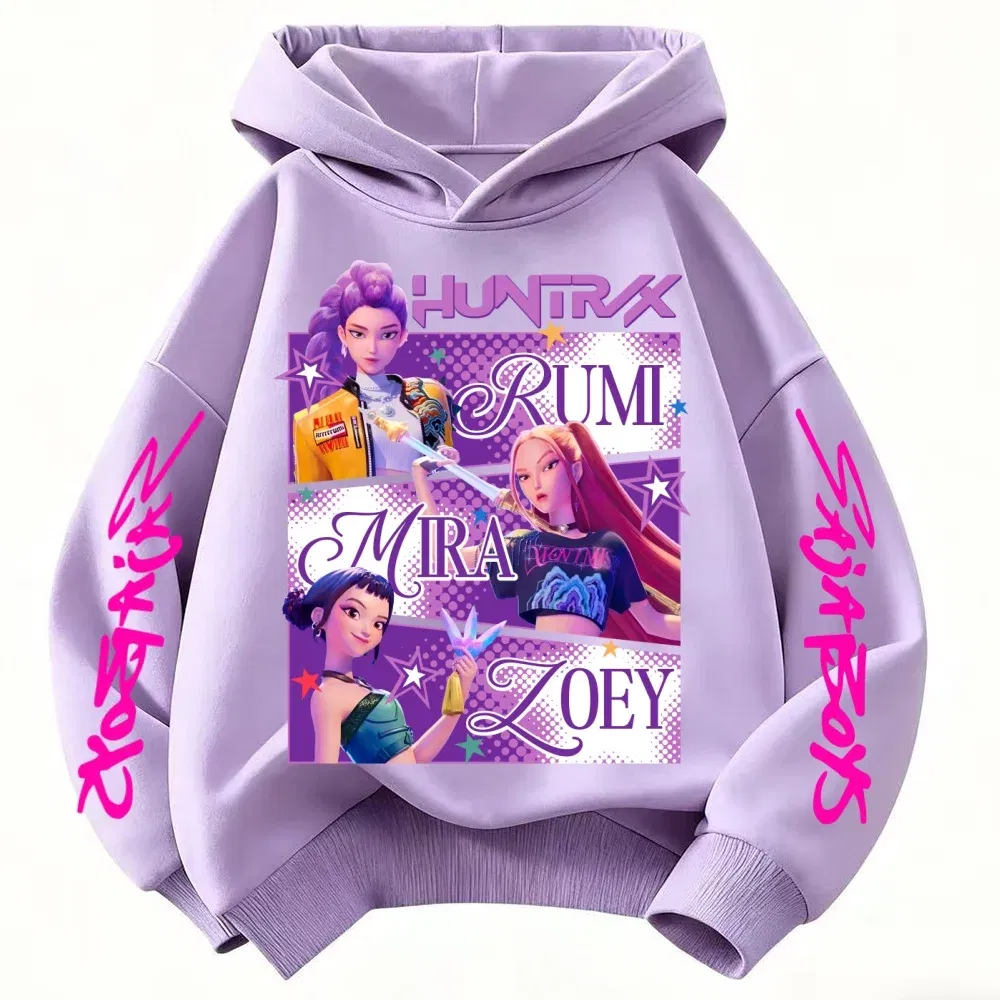 Color: Blue, Kid Size: 4T - KPop Demon Hunters Huntrix Hoodie Kids Clothes Princess Girls Clothing Fashion Boys Clothes Spring Autumn Sweatshirt Child Tops