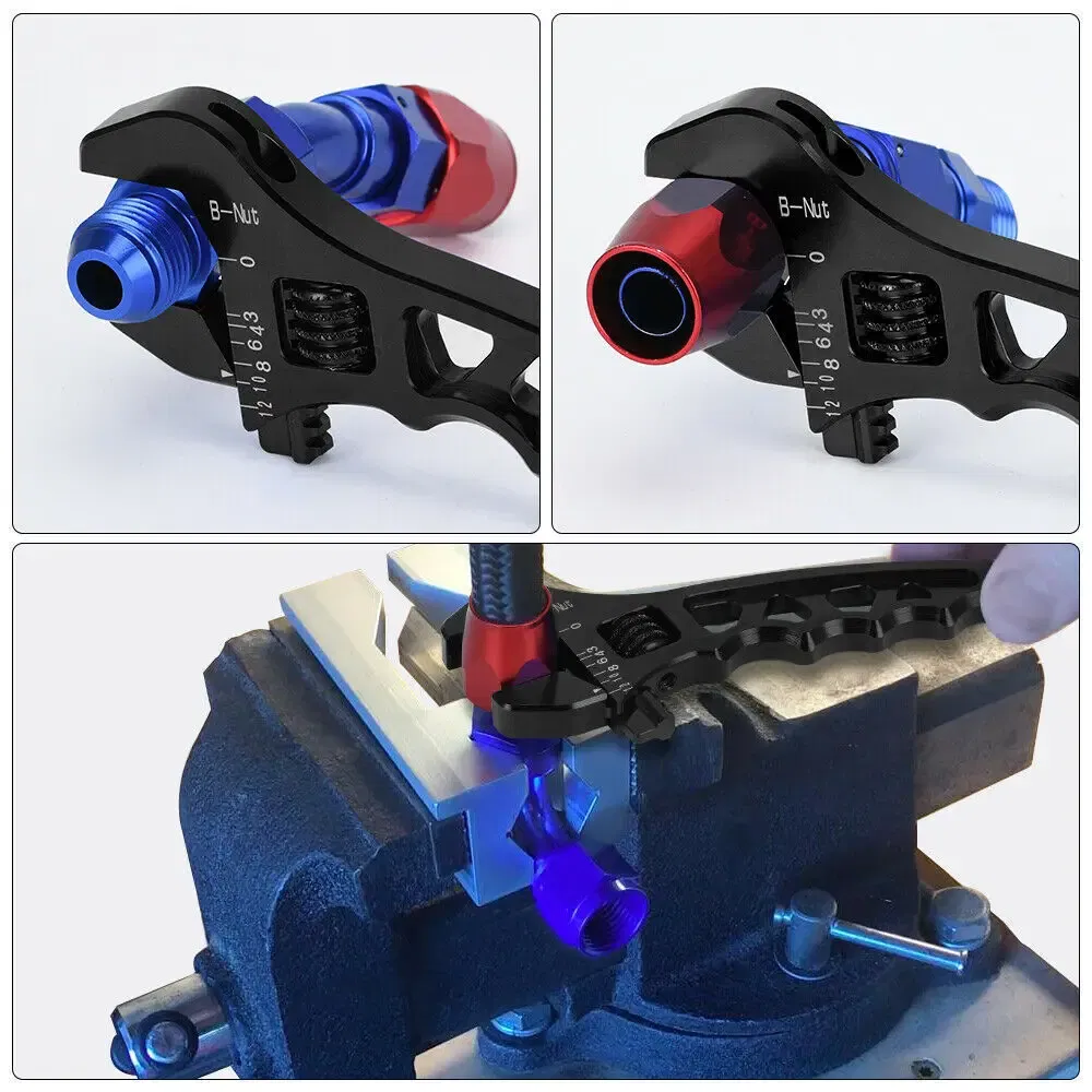 Color: Red - Blue Red Black Adjustable AN 3 4 6 8 10 12 Aluminum WRENCH HOSE Fitting Tool Aluminum Spanner AN3-AN12  Hose Fitting