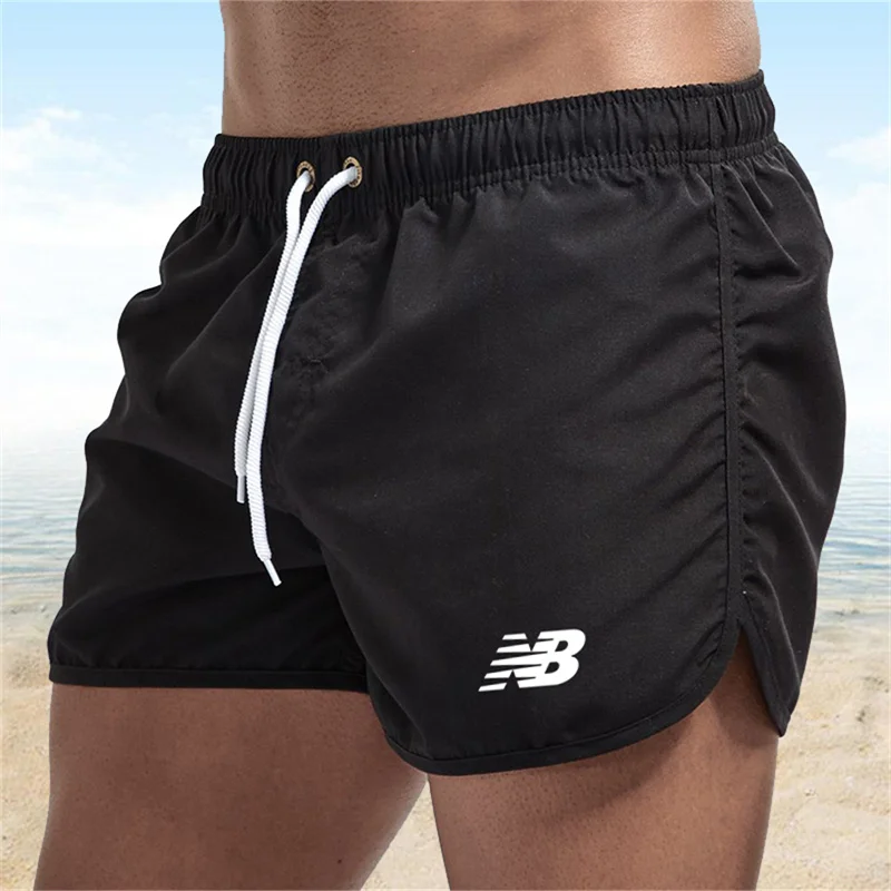 Color: Sky blue, Size: XL - Letter B Summer men's luxury beach pants clothing quick dry gym jogging sexy shorts vacation casual swimming trunks
