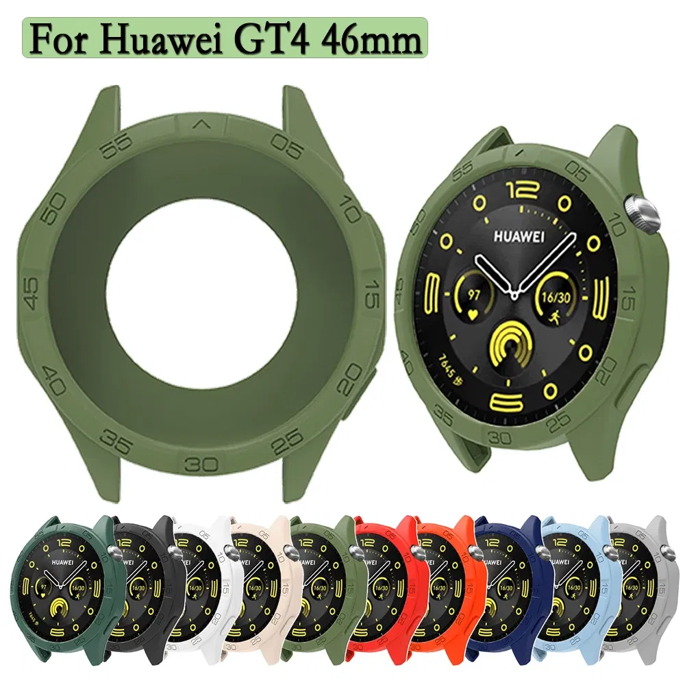 Color: Lazurite, Dial Diameter: 2 - 3.9 Inches - Soft Silicone Case For Huawei Watch GT 4 46mm Hollow Watch Shell Flexible and Durable Watch Protection Accessories