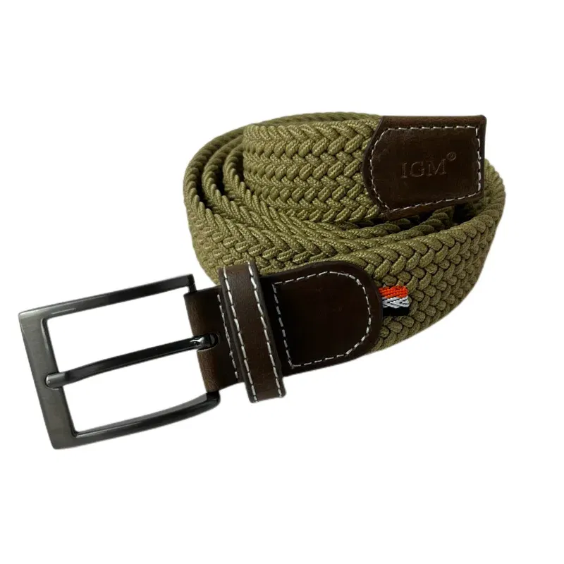 Color: Dark Khaki, Belt Length: 120cm, Ships From: CHINA - Stretch Canvas Leather Belts for Men Female Casual Knitted Woven Military Tactical Strap Male Elastic Belt for Pants Jeans 3.5