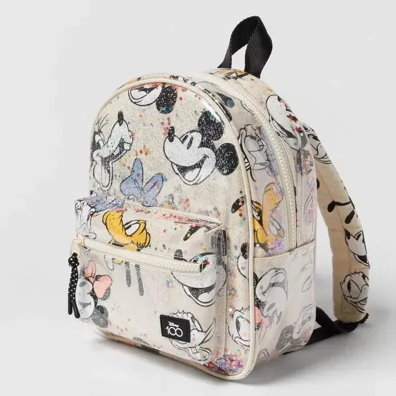 Color: Dark Grey - Disney New Mickey Cartoon Fashion Backpack Women's Minnie Canvas School Bag Boys and Girls Fashion Large Capacity Backpack