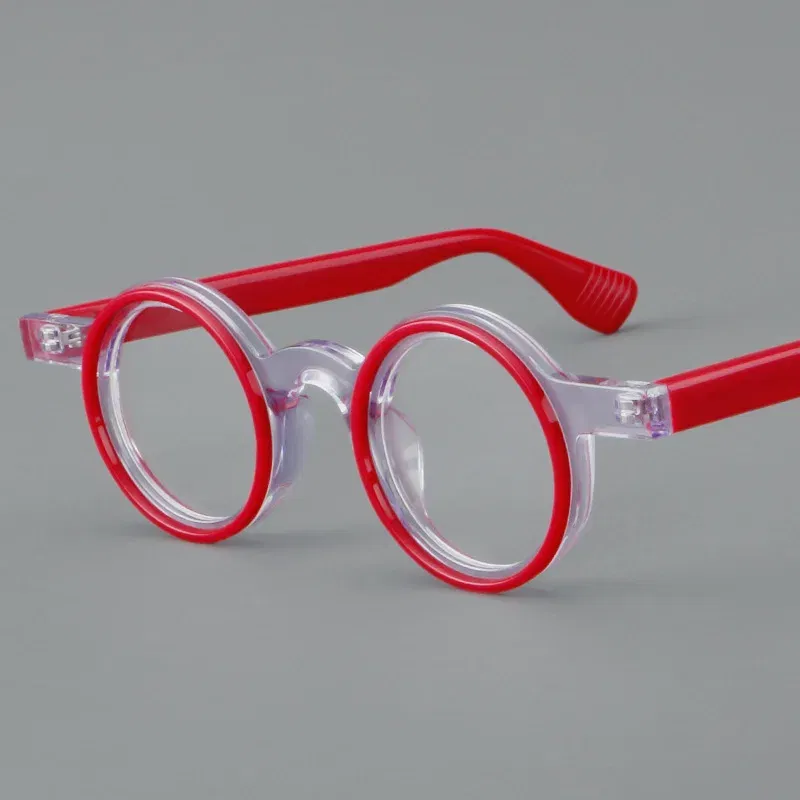 Frame Color: GRAY, Eye Prescription: +100 - VCKA Round Acetate Photochromic Reading Glasses Frame Men Prescription Anti-blue Eyeglasses Women Custom Eyewear +0.50 to+6.0
