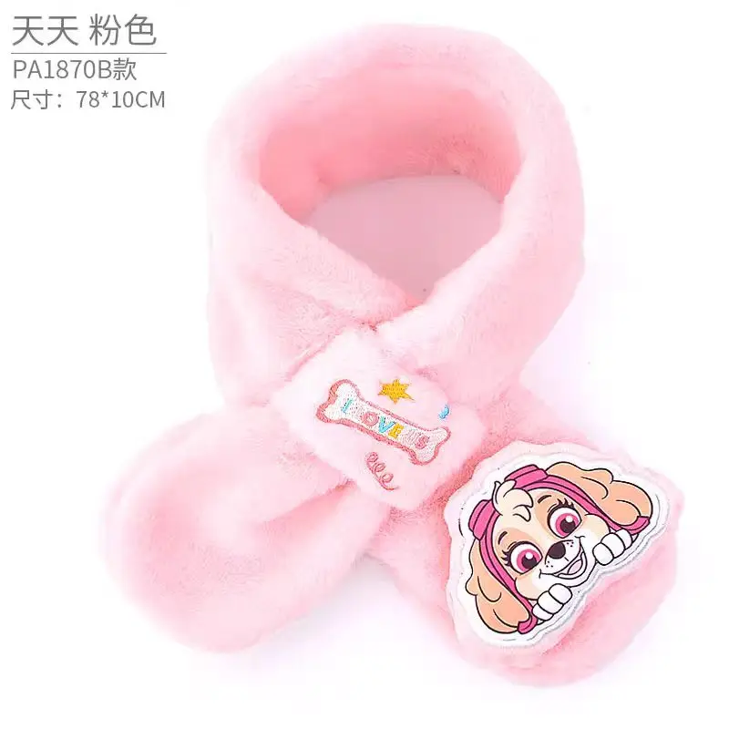 Color: PEACOCK BLUE, Size: XXL - 100% Genuine Paw Patrol Thicken Cross Collar Scarf Kids Girls Glove Warm Winter Muffler Fur Plush Cute Shawl Scarfs High quality