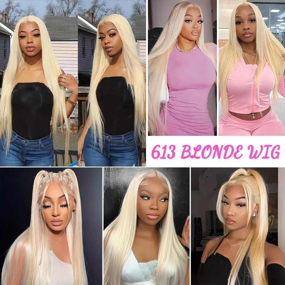 Color: #4, Ships From: CHINA, Stretched Length: 32inches, Density: 180% - Blonde Wig Straight 613 Hd Lace Frontal Wig 13X6 13X4 Transparent Brazilian Straight Lace Front Wigs 30 Inch 100% Human Hair