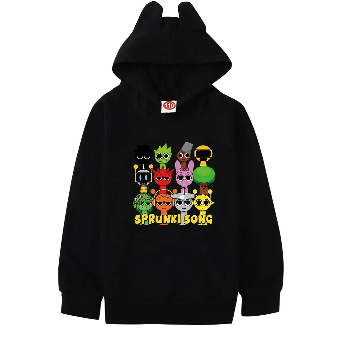 Color: black, Kid Size: 8 - Sprunki Hoodie Kids Game Incredibox Clothes Baby Girls Cartoon Hooded Sweatshirt Teen Boys Spring Fall Sweater Children Clothing