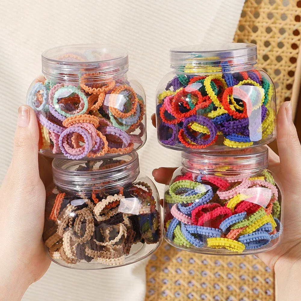 Color: Green - 40/60pcs Kids Small Rubber Bands Girls Hair Ties Headbands Non Damaging Tie Ponytail High Elastic Durable Colorful Hair Rope Set