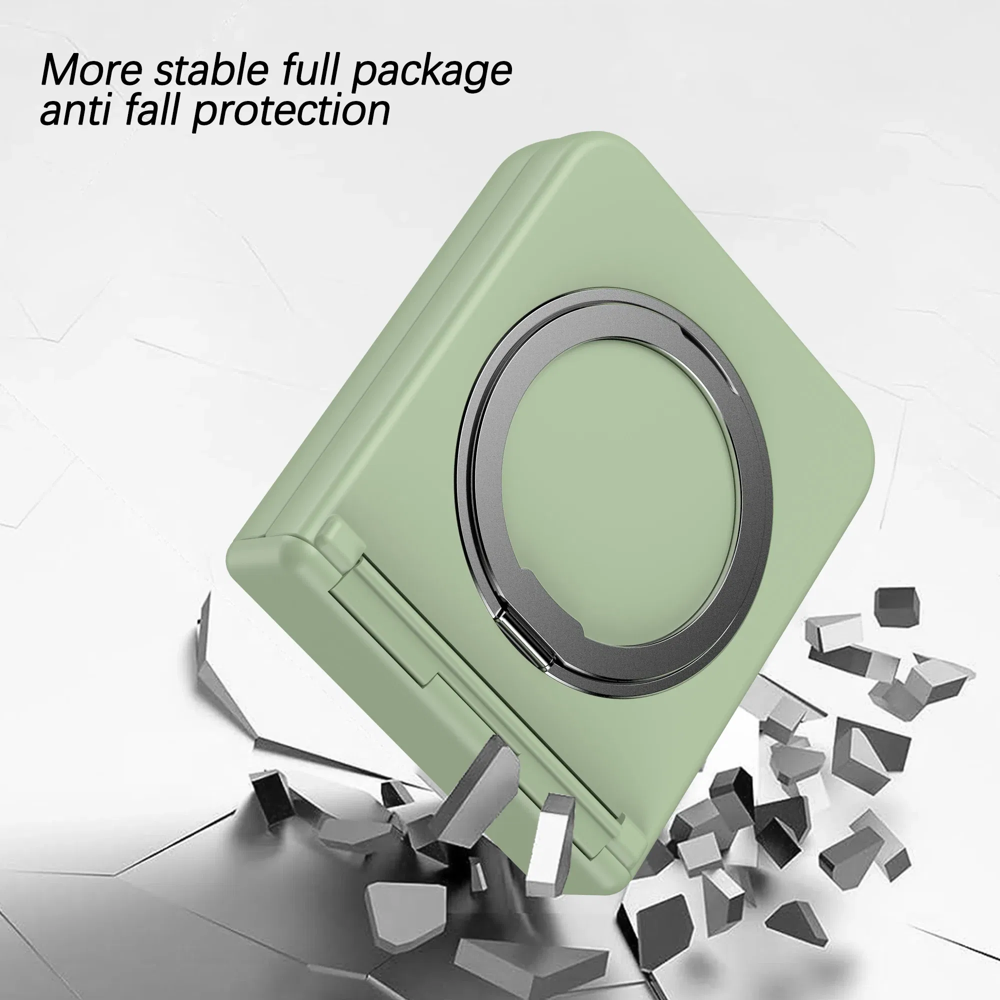 Color: Beige, Material: ABS - 360?° Rotating Holder Phone case For Samsung Galaxy Z Flip 5 Magsafe Wireless charge 360 Degree Ring Magnetic stand Phone Cover