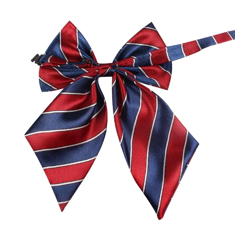 Color: Blue - Striped Ladies Bowtie Classic Shirts Bow Tie For Women Business Wedding Bowknot Plaid Bow Ties Butterfly Girls Suits Bowties