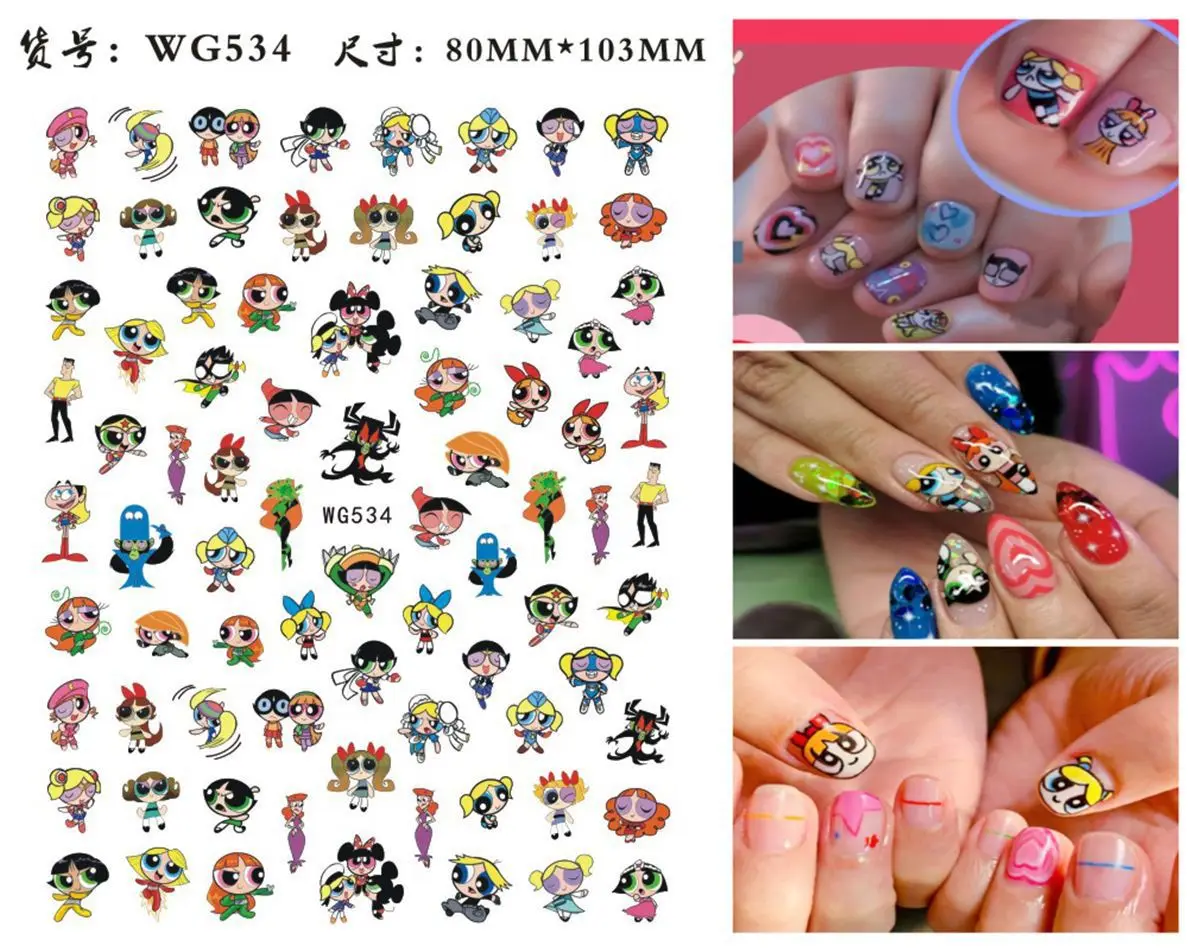 Color: Bronze - 1PCS Big Eyes Girl 3D Adhesive Nail Art Sticker Pikachu Lilo and Stitch Cartoon Nail Sticker Nail Decal Nail Art Decoration