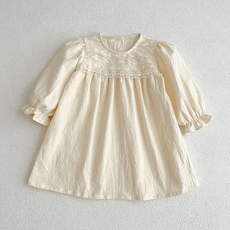 Color: PURPLE, Kid Size: 4 - Spring Autumn Kids Baby Girls Long Sleeve Sweet Lace Princess Dress New Kids Baby Girls Dress Children Clothes Dress