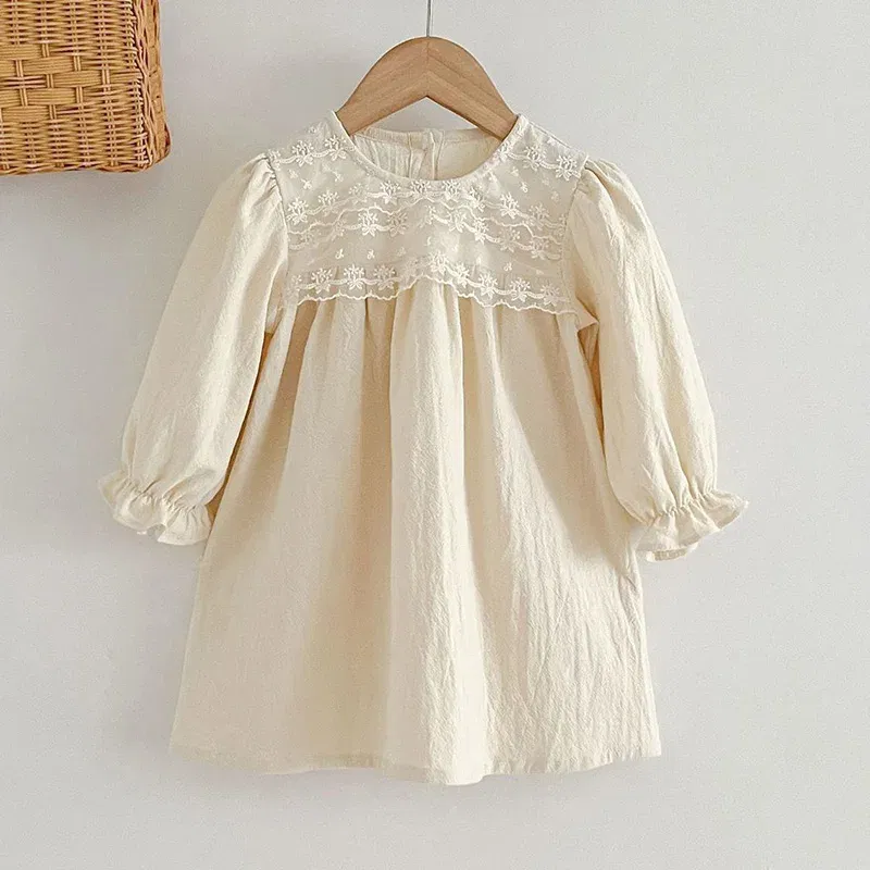 Color: PURPLE, Kid Size: 4 - Spring Autumn Kids Baby Girls Long Sleeve Sweet Lace Princess Dress New Kids Baby Girls Dress Children Clothes Dress